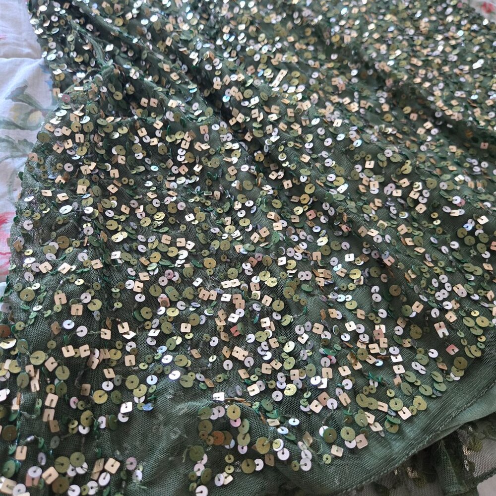 MAC DUGGAL Green Sequin Draped Dress, US size 2 - Picture 12 of 13